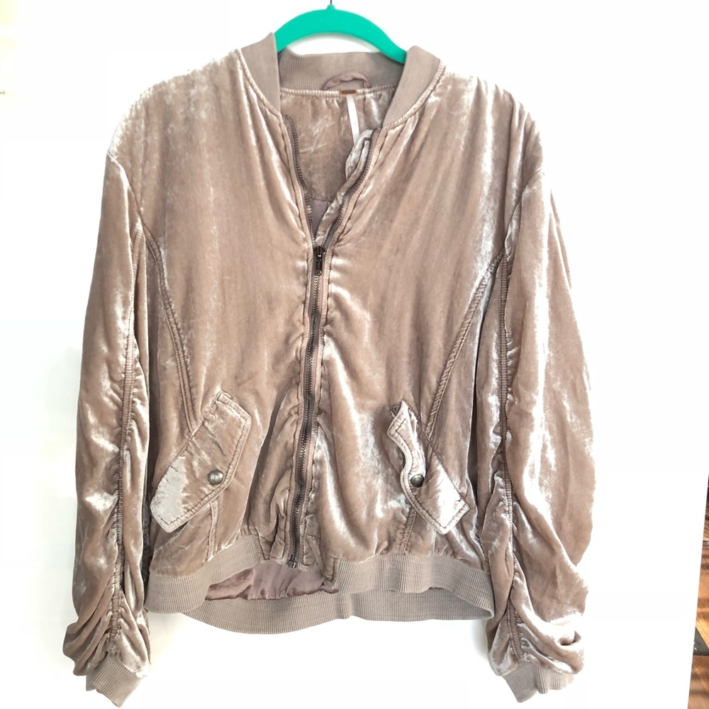 Free People Ruched Velvet Bomber